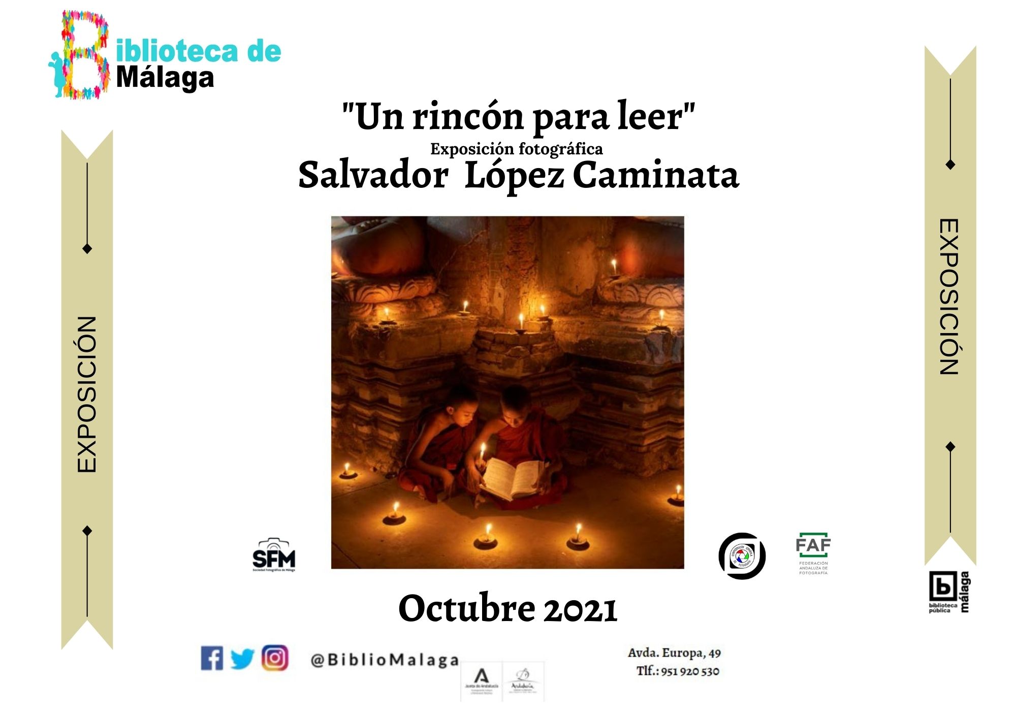 Exposición Fotográfica "Un rincón para leer" de Salvador López Caminata" en la Biblioteca Pública del Estado-Biblioteca Provincial de Málaga (hasta el 31/10/20)